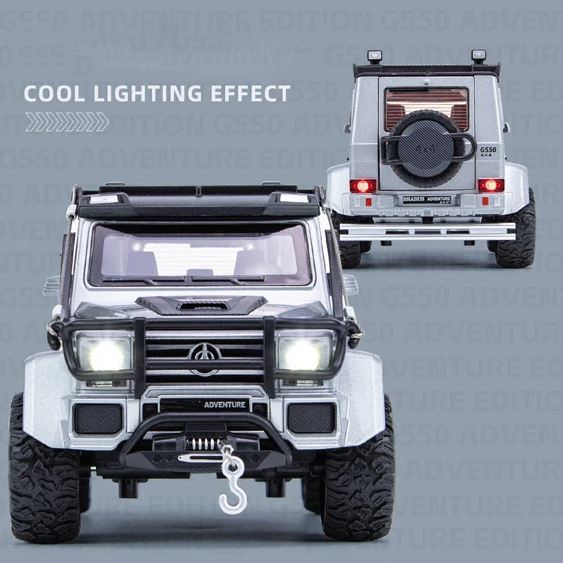 1:24 Alloy Diecast Toy Car Model G550 4X4 Adventure Edition Off Road Vehicle Model with Sound Light SUV Toy for Boys Gifts