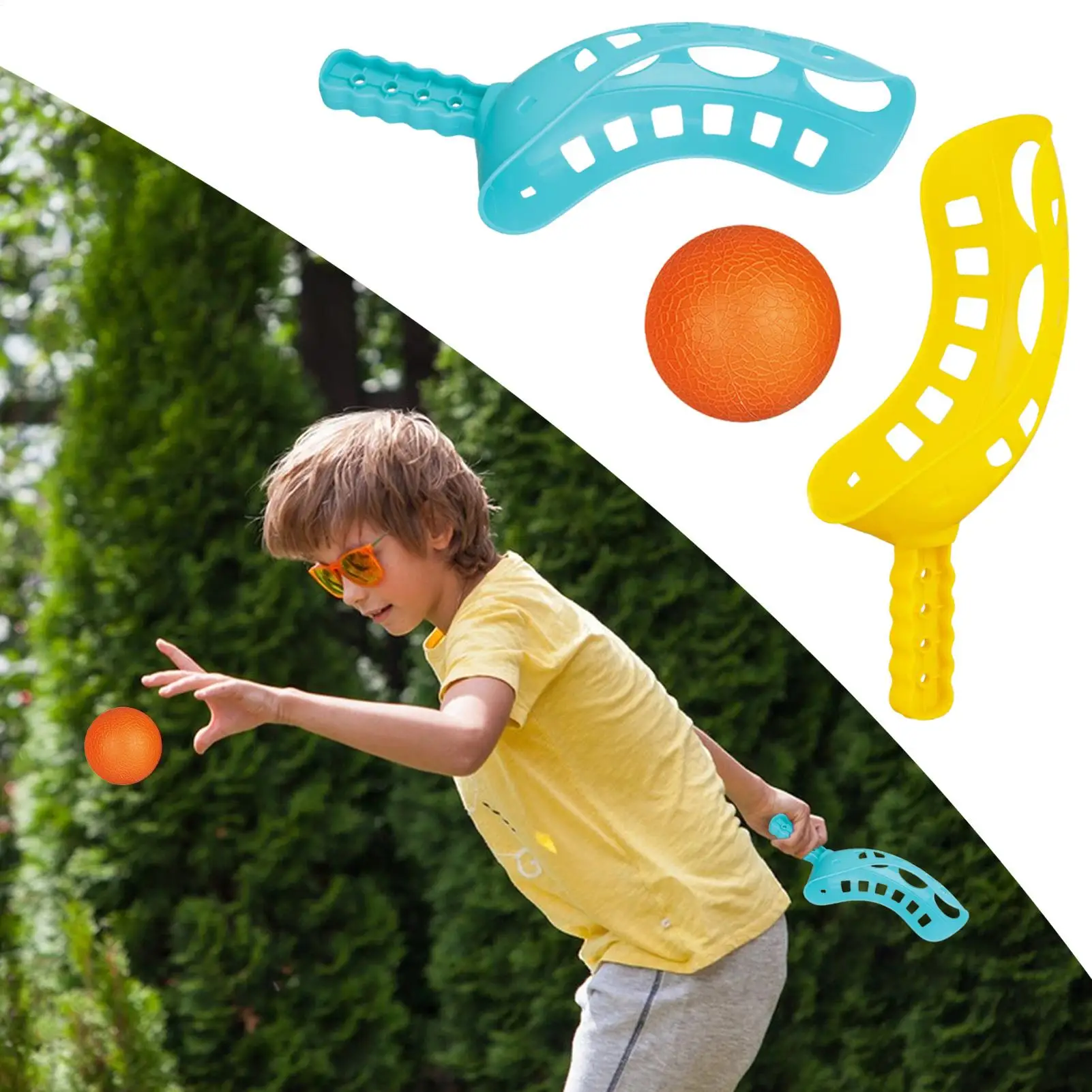 Kids Toss And Catch Ball Game Set Outdoor Sports Velco Paddle Toy, Beach Backyard Interactive Play For Boys Girls Family Picnic