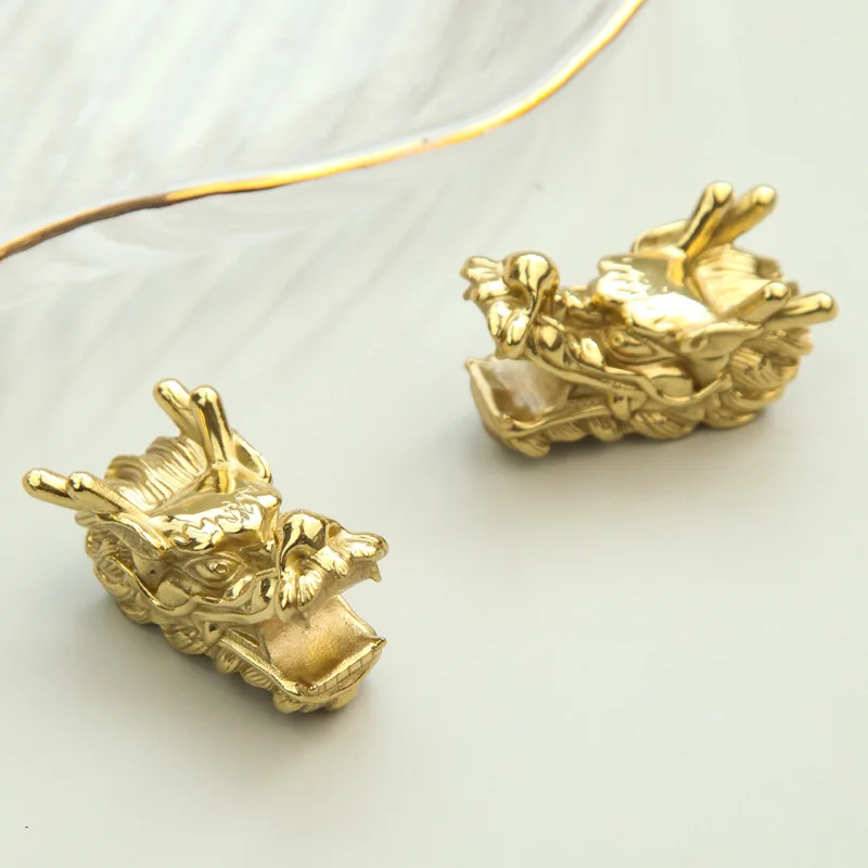 4PCS Solid Brass Auspicious Dragon Design Furniture Pulls Handles Drawer Knobs Cupboard Wardrobe Closet Dresser TV Cabinet Pulls