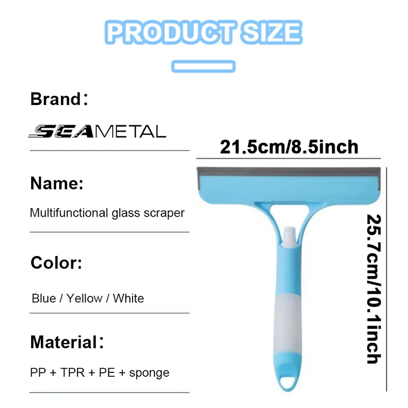 SEAMETAL 3 IN 1 Car Scraper Window Cleaning Wiper Muitifunctional Glass Brush Silicone Squeegee for Car Household Cleaning Tools