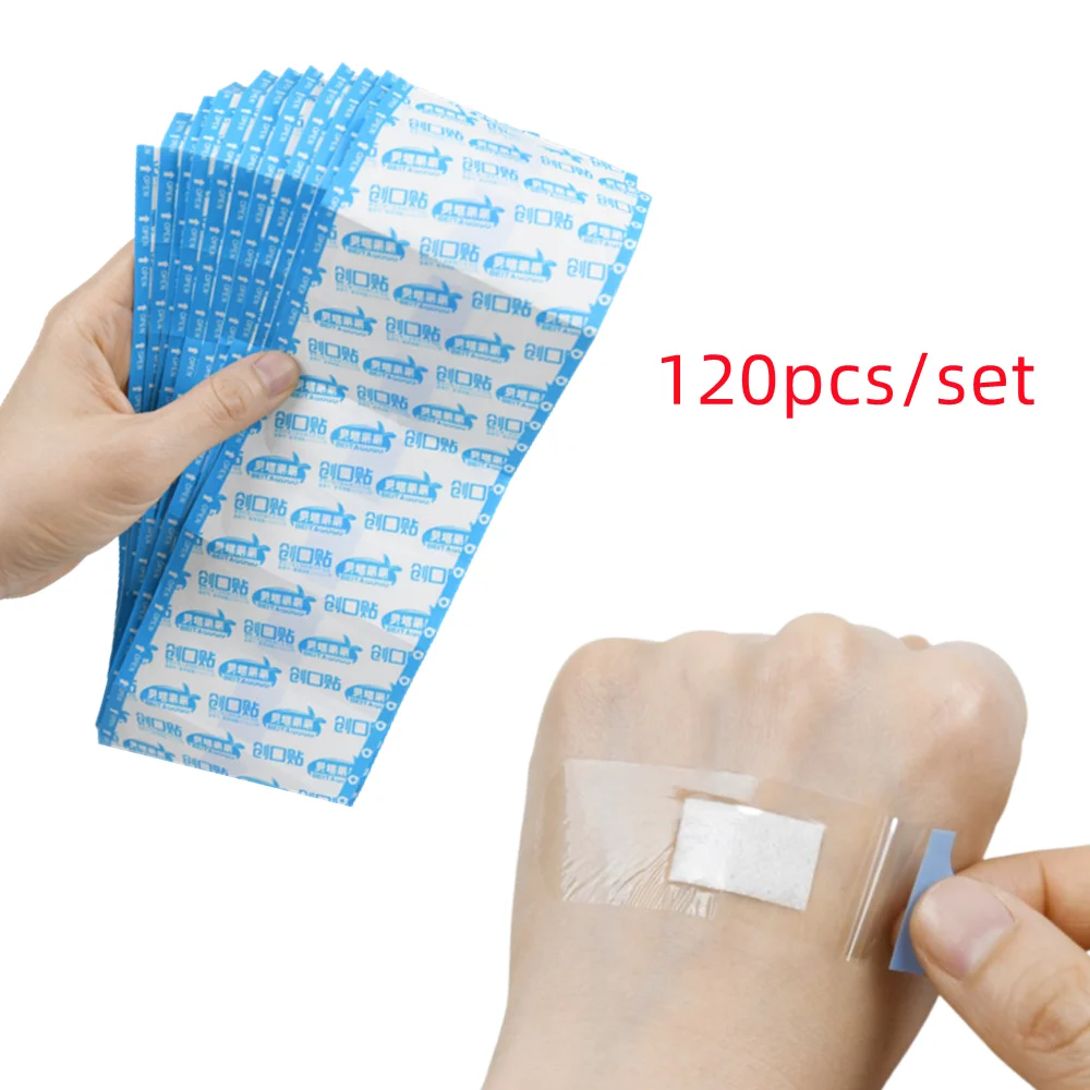 120pcs/lot Curved Patches Adhesive Bandages Transparent Band Aid Waterproof Wound Strips Dressing Plaster for Children Adults