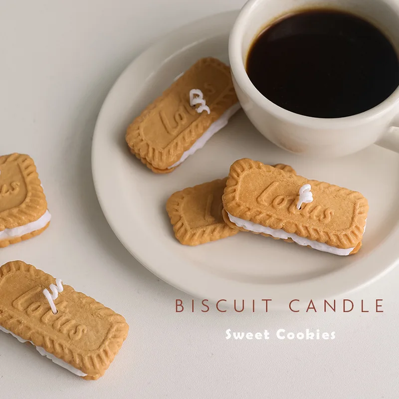 1pc Sandwich Cookie Biscuit Aromatherapy Candle Paraffin Wax Purified Air Scented Candles Home Decoration Shooting Props