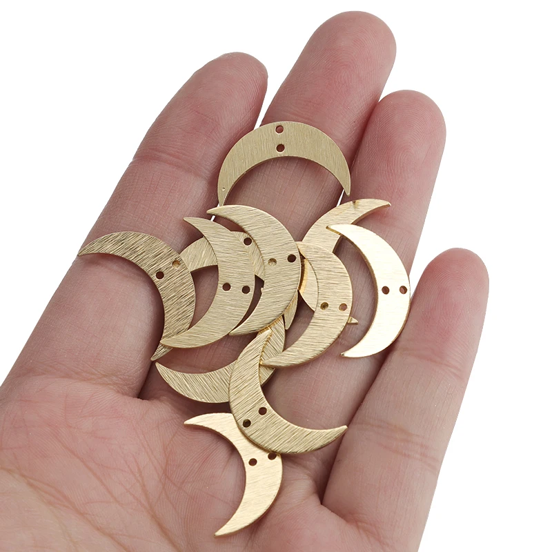 20pcs Textured  Brass Charms Moon Crescent Charms For Women DIY Necklace Earrings Jewelry Findings Making