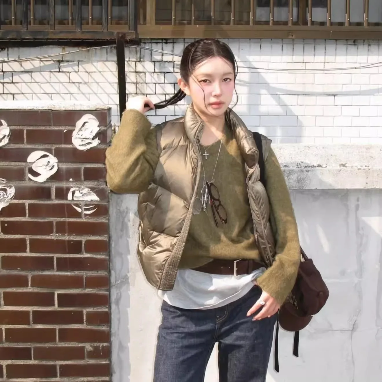 

NingZhu MainKim пуховый жилет Du Feather, теплая верхняя одежда, цветная застежка-молния, осень-зима, модная женская...