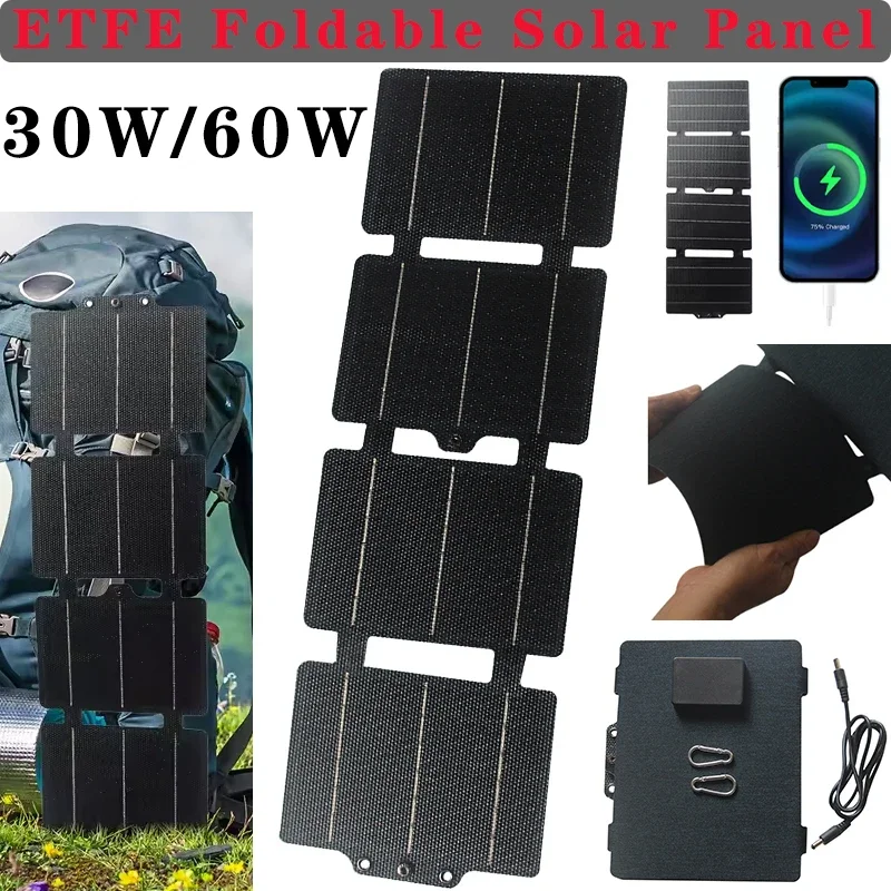 Portable Foldable Solar Panel 30W,60W / m² 5V USB Folding Bag Battery Charger for Phone Outdoor Camping Waterproof Power Bank