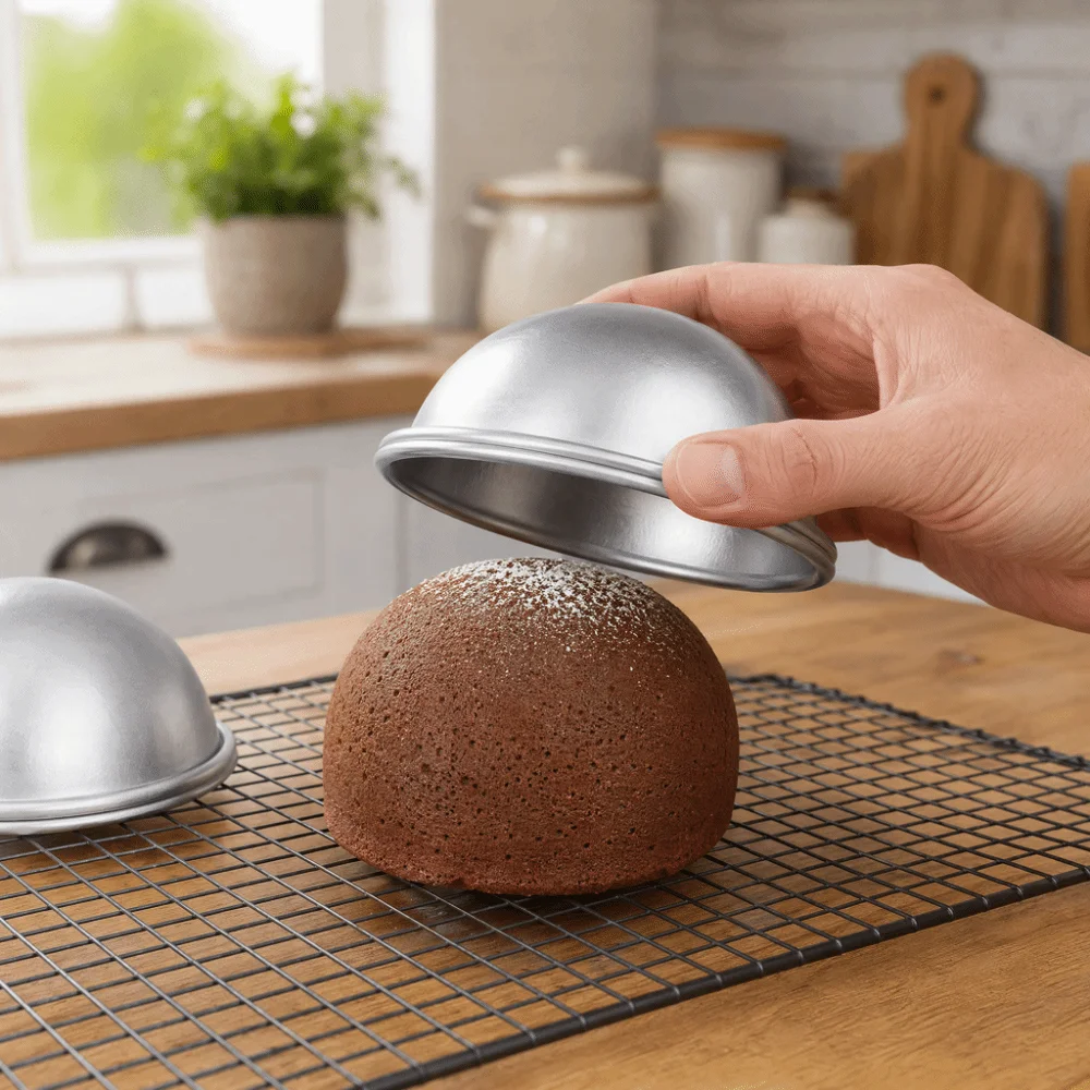 Aluminum Dome Cake Pan Shallow Half Sphere Non-Stick Semicircle Cake Pan Open Hemispherical Bowl Cavity Rolled Rim Edge