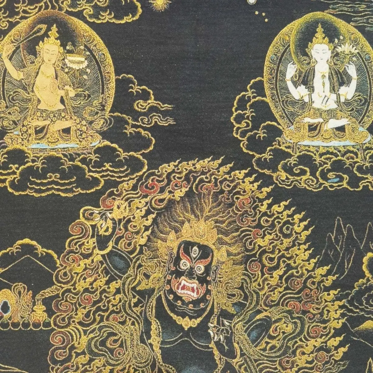 Brocade Embroidery Thangka Painting Vajrapani, Tibetan Buddhism Deity Wall Tapestry Religious Ornament Room Decor Aesthetic