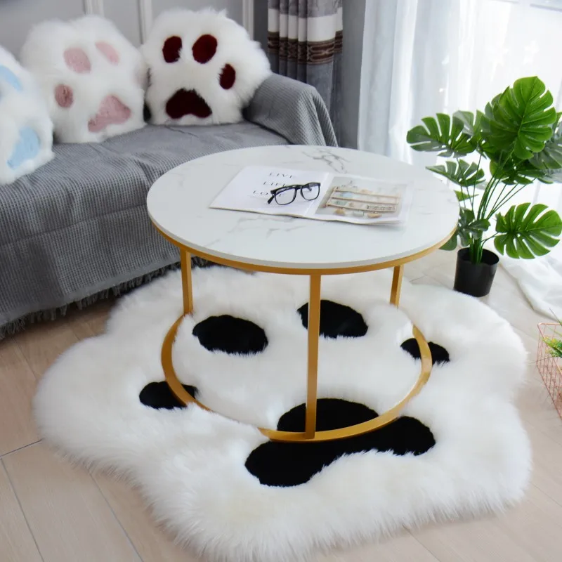 Lovely Cat Paw Pattern Soft Plush Carpet Home  Rugs and Carpets for Home Living Room