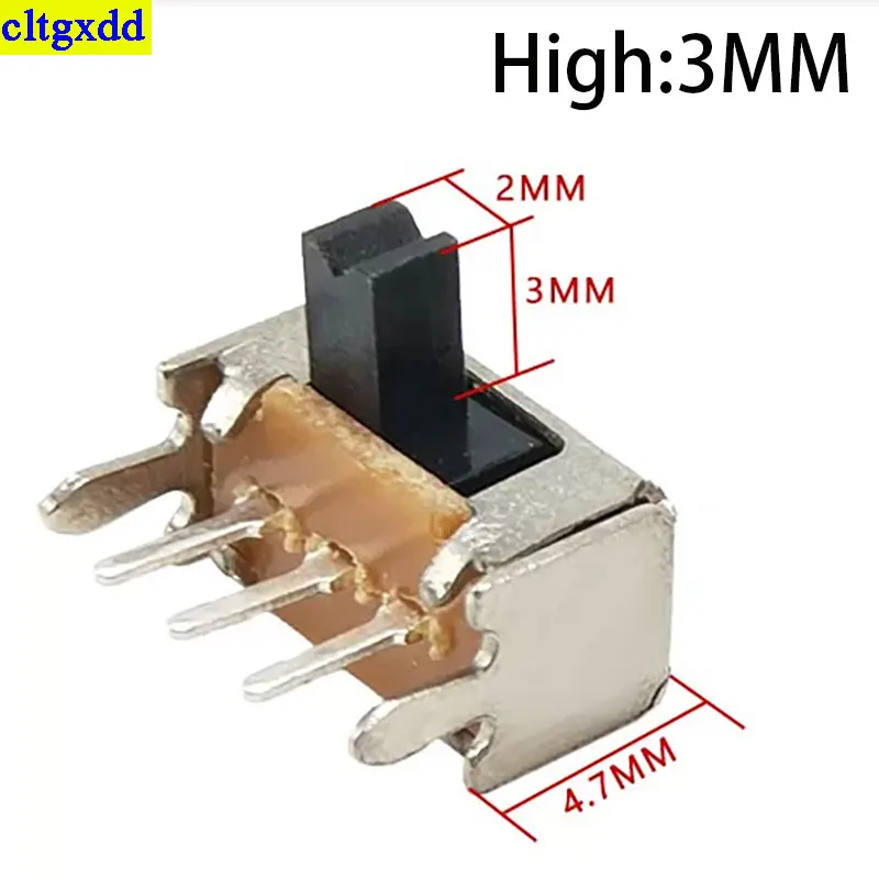 Cltgxdd 50piece SK12D07VG SK12D07 toggle switch 3PIN PCB 1P2T sliding switch handle micro sliding switch height 2/3/4/5/6/7mm