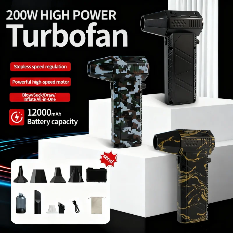 

300000RPM Turbo Jet Blower Vacuum X16 High Speed Air Blower Wireless Compressed Air Duster Portable Turbo Fan Jet Dust Blowing