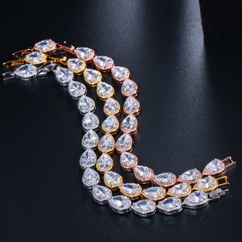 

Модные украшения, суперблестящий браслет с цирконом в форме капли, женские ювелирные изделия высокого класса.