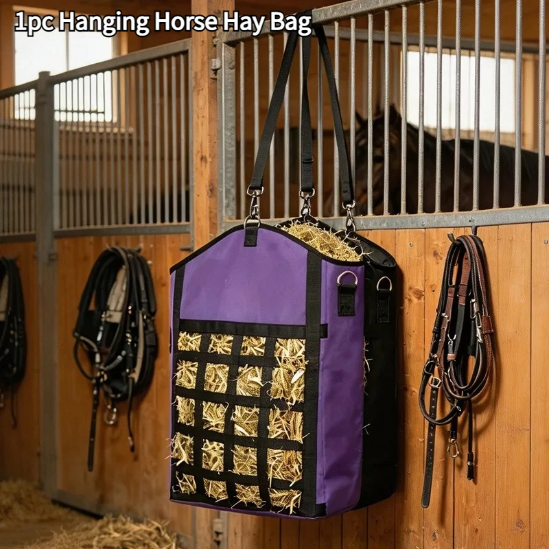 Hanging Horse Straw Bag, Large Capacity Breathable Oxford Cloth, Horse Hay Feeding Storage Bag Equestrian Stable Supplies