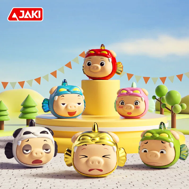 

JK-6818 simulation cartoon animation a number of blind box piglet model assembly children's building blocks blind box toys