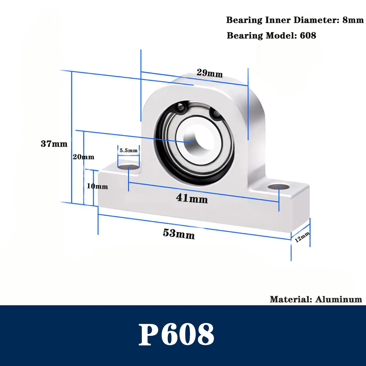 مجموعة كتلة المحمل العمودي من النوع P/دعامة سبائك الألومنيوم/مقعد التثبيت/المحور البصري/قوس العمود