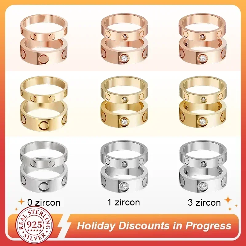 

Classic 925 Silver Shiny Love Ring for Women Men Couple 2025 Trend Fashion Cubic Zircon Wedding Birthday Rings Luxury Jewelry