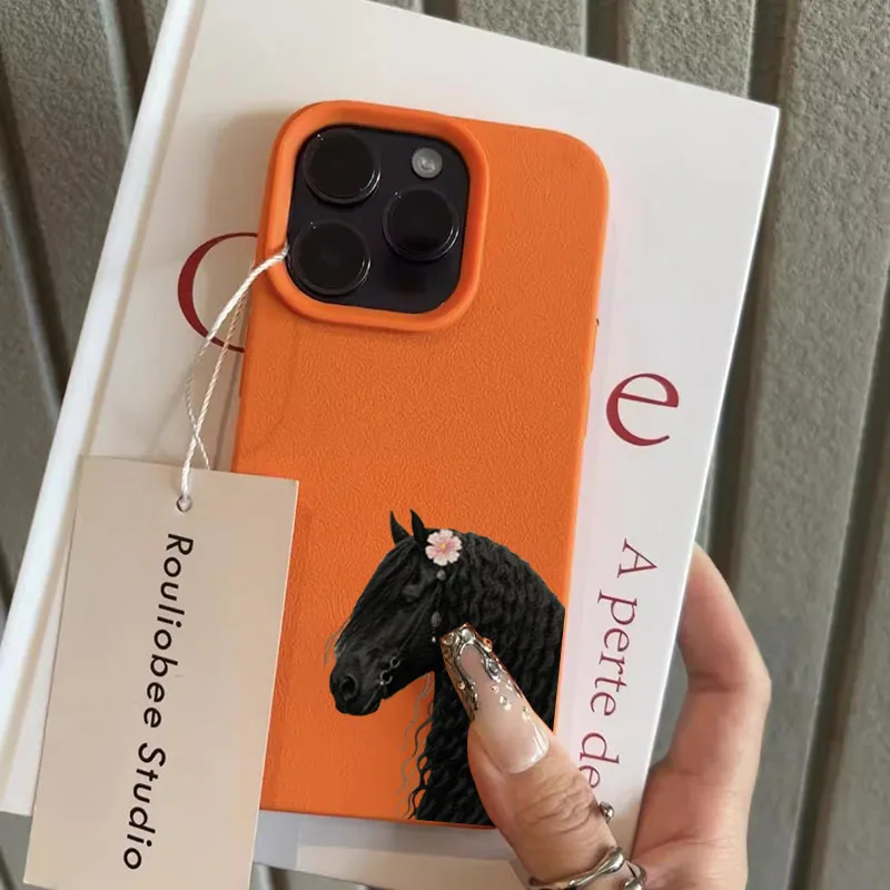 حافظة هاتف لهاتف آيفون 17 11 13 12 14 15 16 Pro Max XS X XR 16E 16 Plus 17 تتميز بالهواء مع غطاء تصميم الخيول والزهور #5