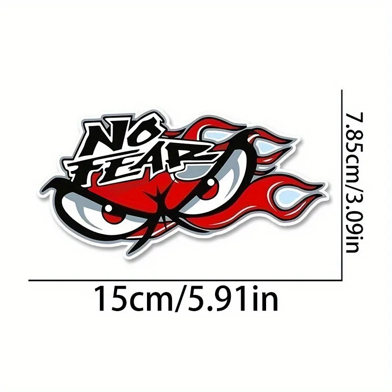 1Pc No Fear Flame Style Vinyl Sticker, Waterproof Decal for Motorcycle Car Helmet Personalized Exterior Decor