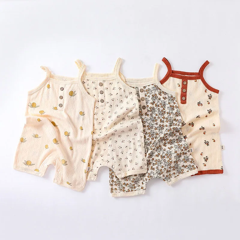 

0-24M Newborn Kid Baby Boys Girls Clothes Summer Cotton Baby Romper Sleeveless Jumpsuit Cute Sweet New Born Outfit