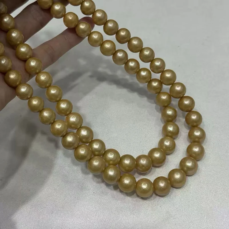 16 inches 11-14mm Natural Round Golden South Sea Pearls Loose Strand
