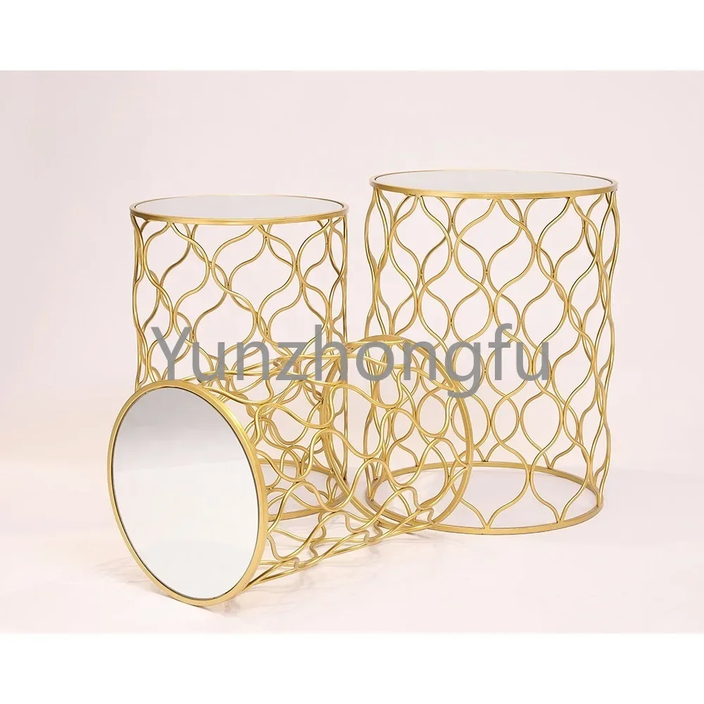 Luxurious gold iron art coffee table home decoration