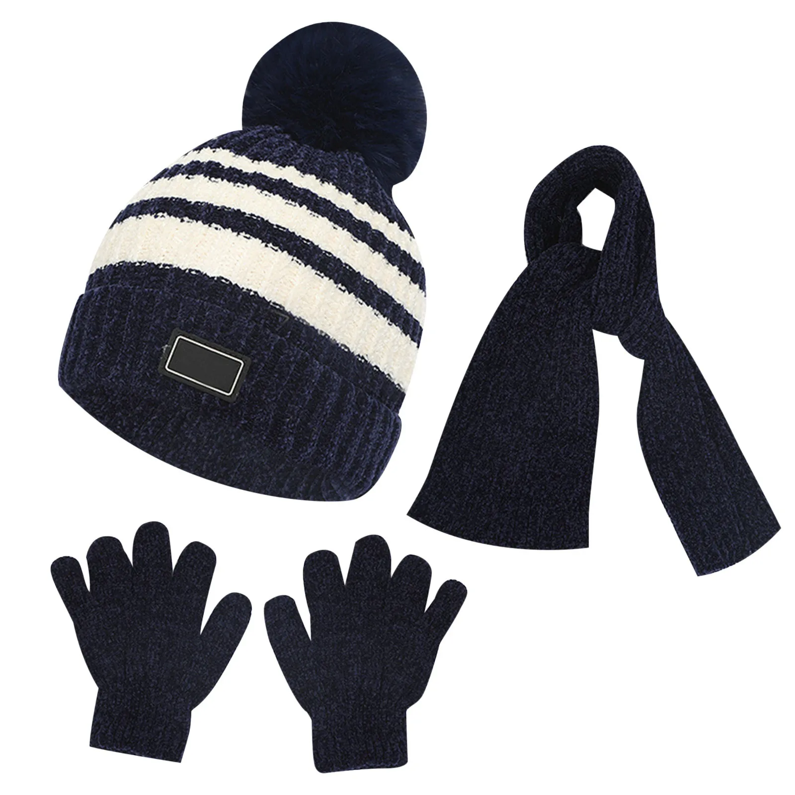 Conjunto de gorro de invierno para bebé, bufanda, guantes, Bola de piel de punto, gorro de bebé para niñas, accesorios para niños, gorro infantil para niños pequeños, 1-5