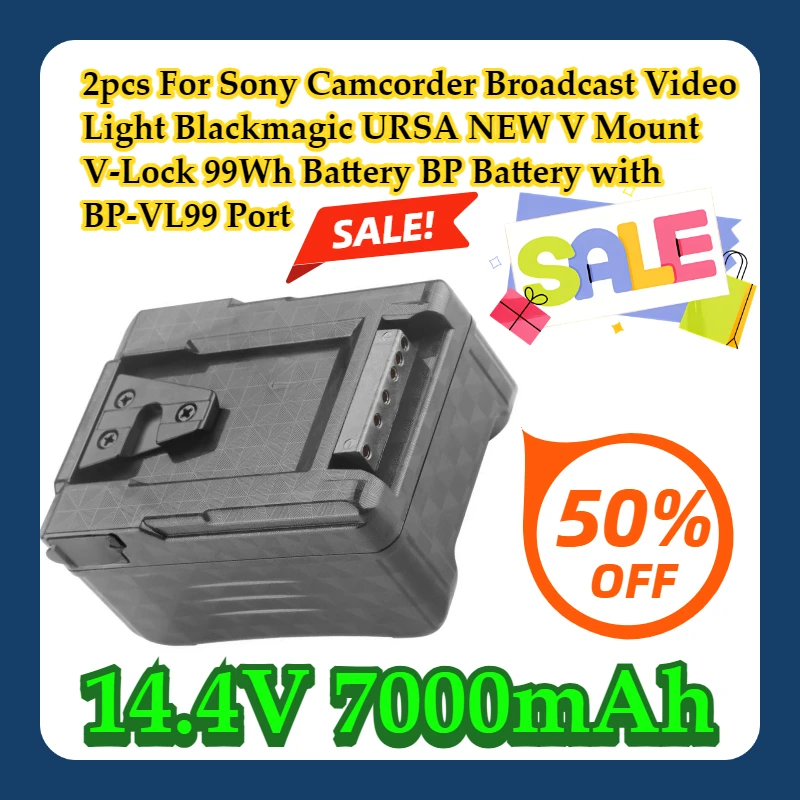 

2pcs For Sony Camcorder Broadcast Video Light Blackmagic URSA NEW V Mount V-Lock 99Wh Battery BP Battery with BP-VL99 Port