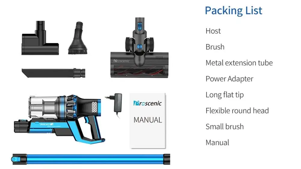 Magazyn UE Proscenic P10 przenośny bezprzewodowy odkurzacz do wielokrotnego ładowania odpylacz do domu-niebieski