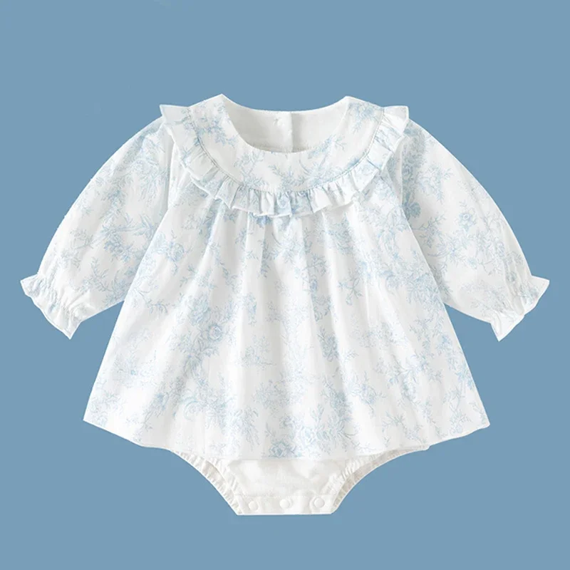 2025 New Autumn Toddler Baby Girls Romper Long Sleeved Cotton Print Infant Baby Girls Jumpsuit 0-24M Children Clothes