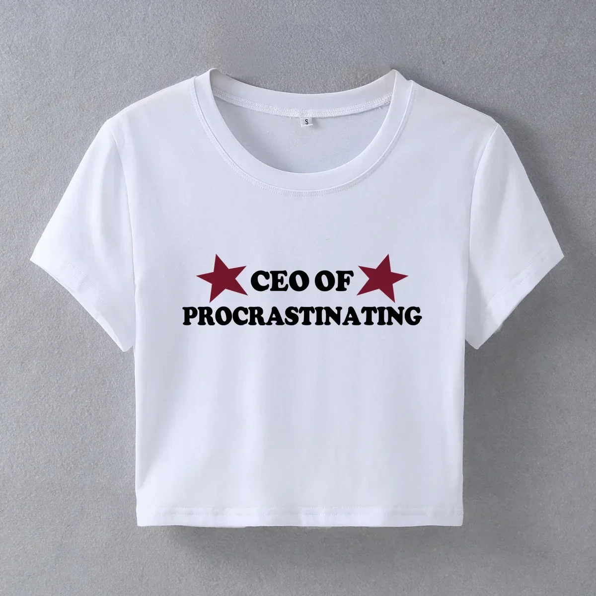 Ceo of Procrastinating Vacation Holiday Women Crop Top Sexy Party Clothes O Neck Streetwear Baby Tee Female T Shirts Y2k Tops