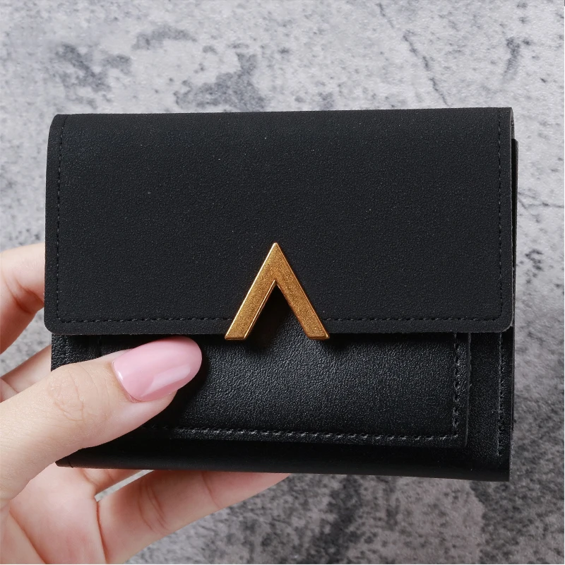 Koreanische Version der neuen Damenhandtasche kurze Retro-Karte PU-Leder einfache faltbare Studentenbrieftasche weiblich