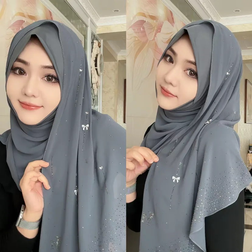 

Butterffly Decor Muslim Women Ready Wrap New Hijabs