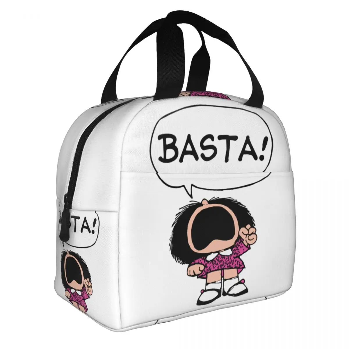 Mafalda Basta Thermal Insulated Lunch Bags Women Quino Argentina Cartoon Portable Lunch Container Travel Multifunction Food Box