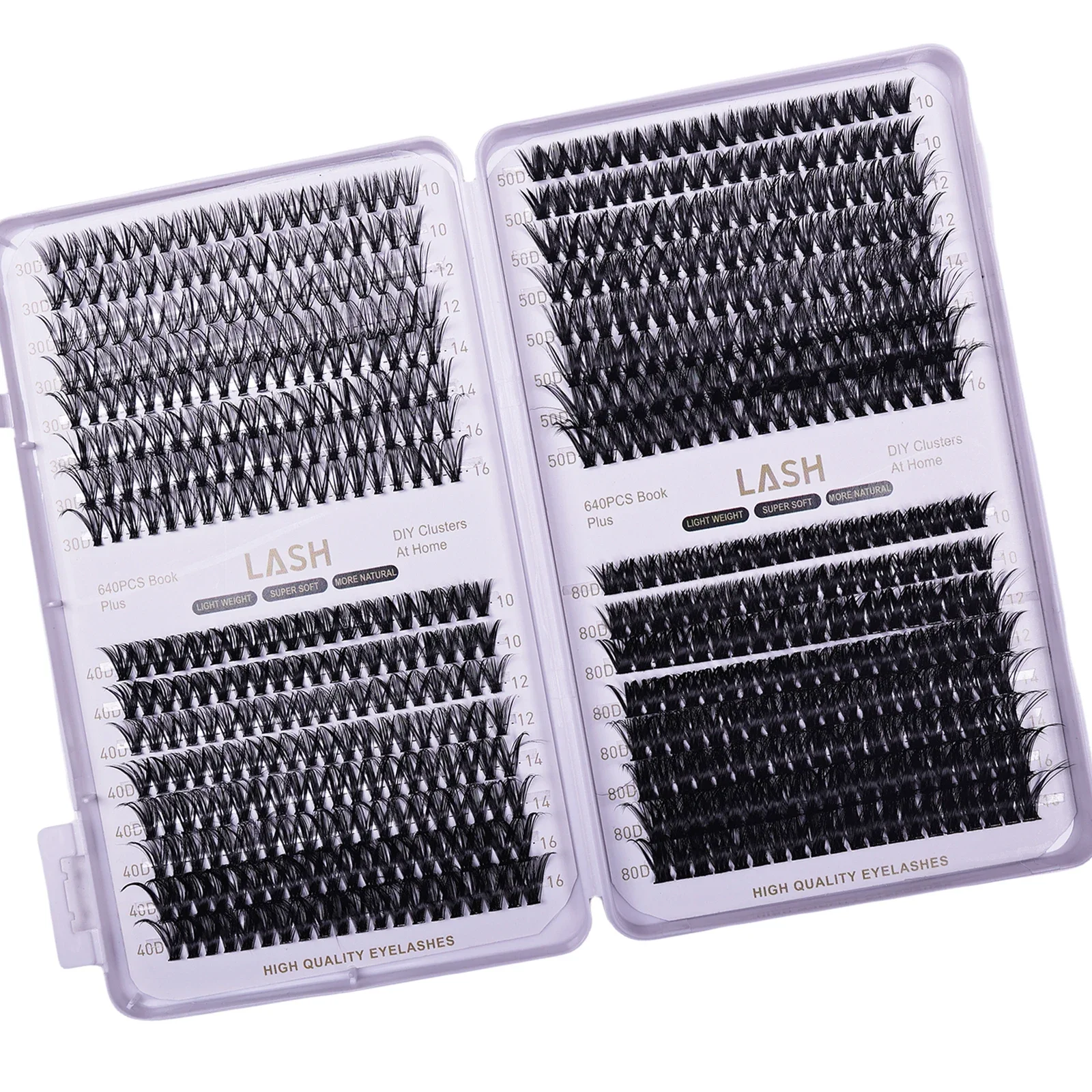 640pcs Eyelash Cluster Kit DIY Extension Natural Look Reusable Beginner Friendly Eyelash Extensions Home Kit