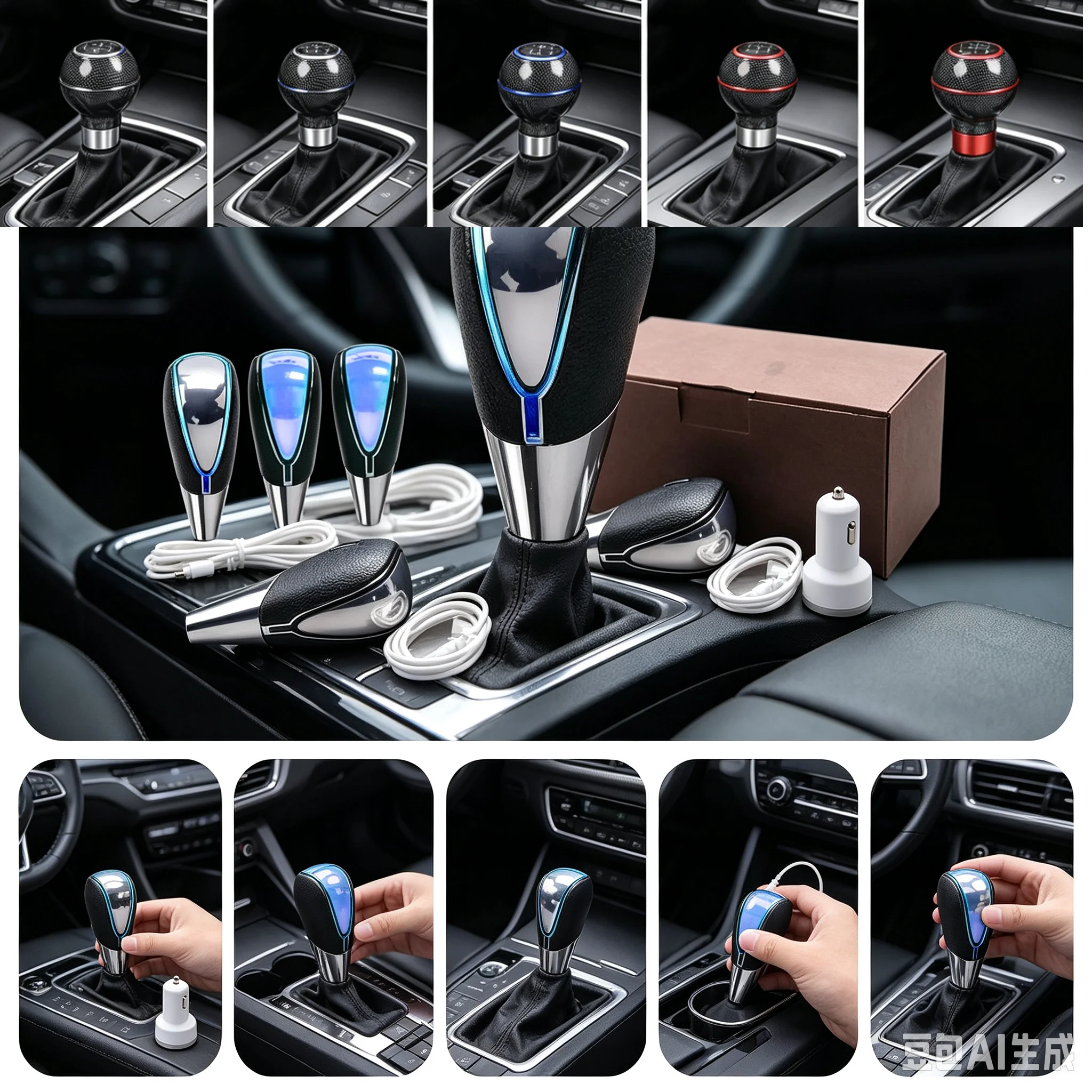 Car Touch Activated 7 Colors Line Change LED Gear Shift Knob AT MT Shifter Lever For Manual Fit For Honda Toyota Nissan Ford