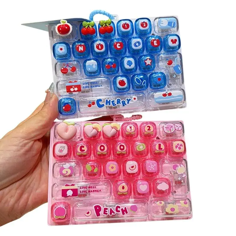 Niedliche Kawaii 3D-Cartoon-Tastenkappen mit Kirsch- und Pfirsich-Motiven und Soft-Touch-Oberfläche, perfekt für die Dekoration mechanischer Gaming-Tastaturen. – Detail 12