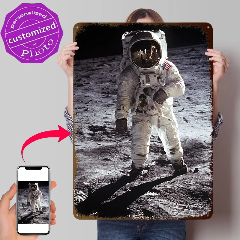 Apollo 11 Moon Landing 1 Metal Poster Perfect Gift for Fans Lovers Customized Wall Art Metal Sign for Custom Plate Decor Room