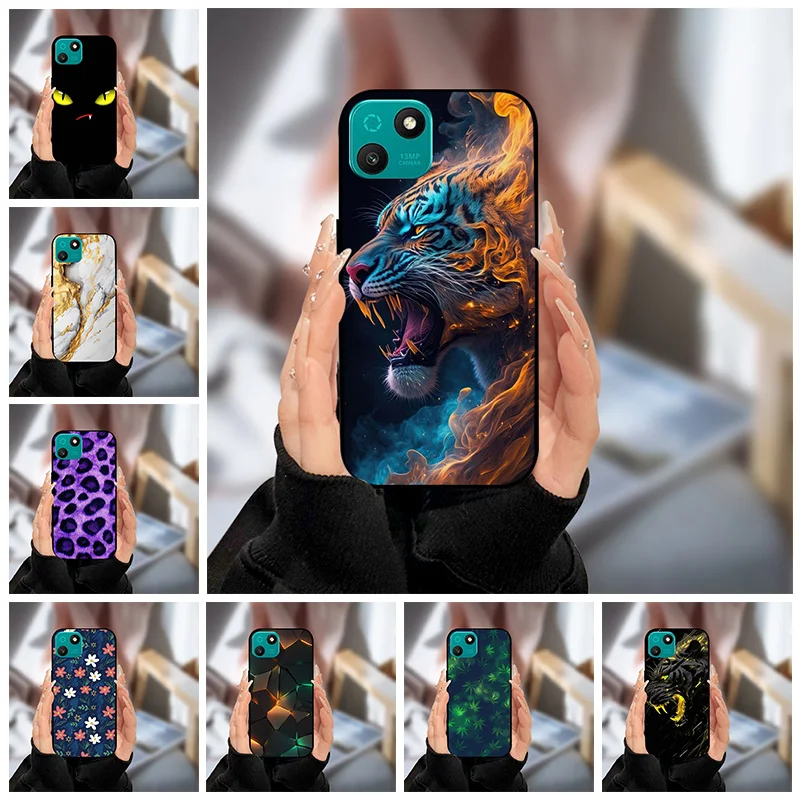 Para WIKO T10 Funda WIKOT10 Flor de dibujos animados Funda de teléfono de silicona suave para Wiko T10 Funda Coque Wiko T10 W-V673-01 6,5 "pinturas de tigre