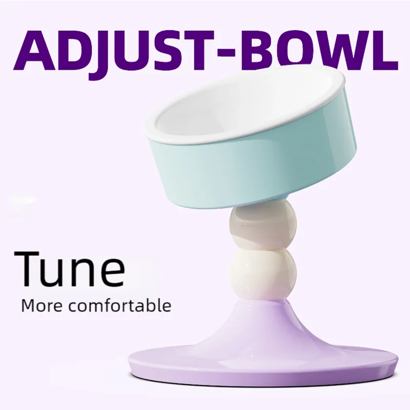 Pet feeding bowl with adjustable height and angle, cat bowl, dog bowl, cervical protection, cat food bowl, anti knock ceramic ca