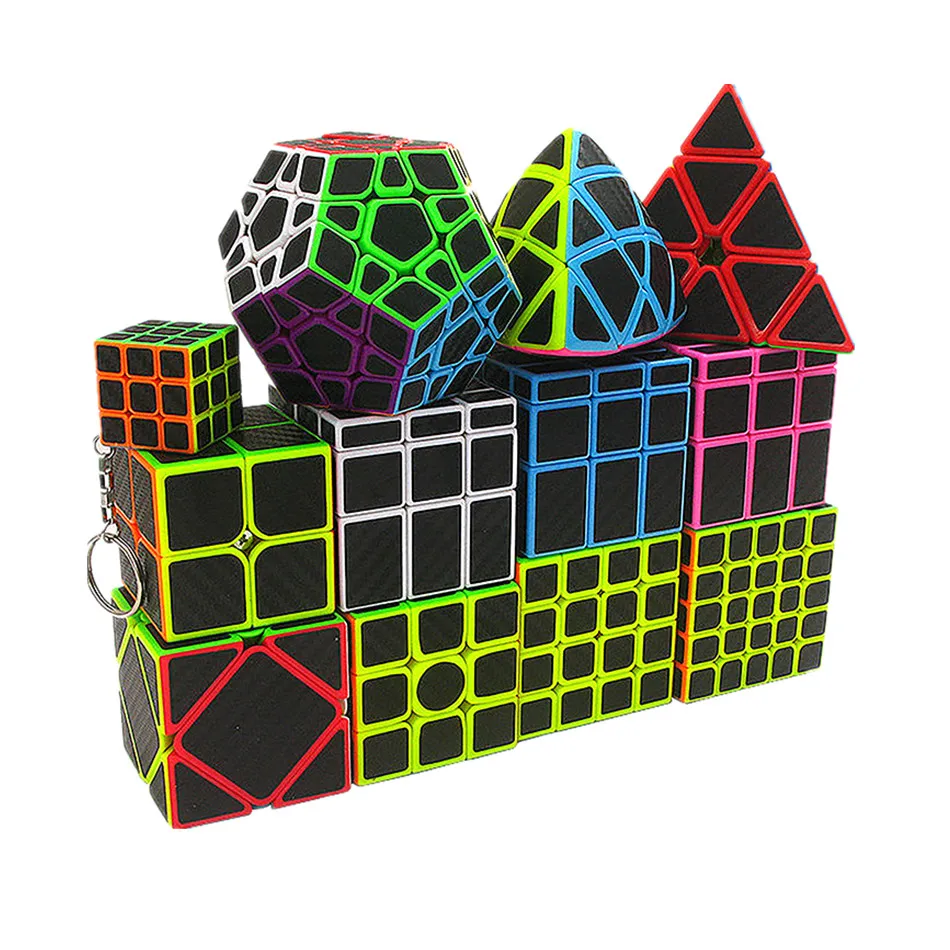 ZCUBE Carbon Fiber Sticker Speed Magic Cube 2x2 3x3 4x4 5x5 Skew Kilominx Megaminxeds Dodecahedron Mastermorphix Cube