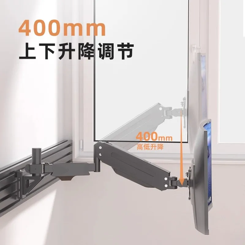 Adjustable Monitor Stand Riser Gas Spring Arm To Inch Screens Single Or Dual Desk Mount Degree Rotation Cable Management Office