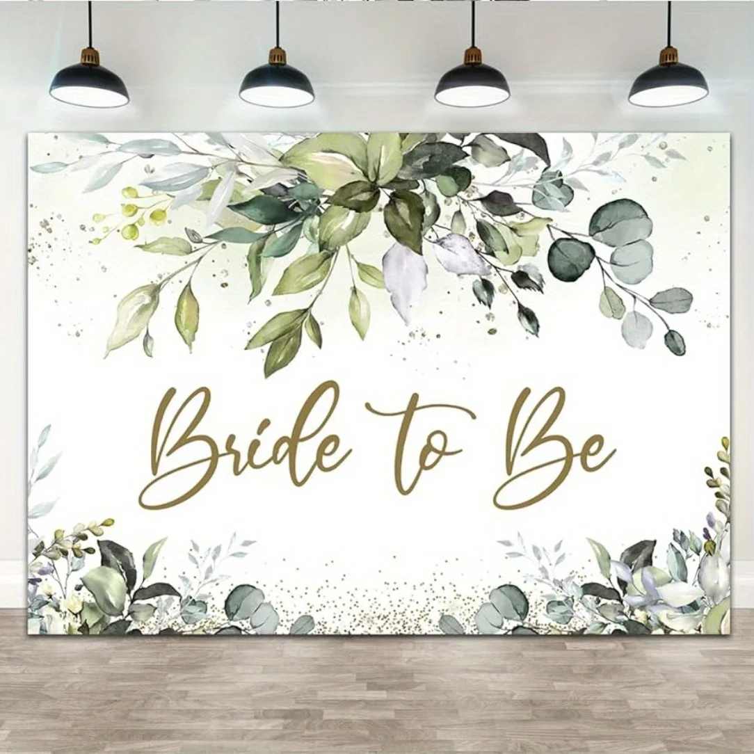 A new bride backdrop measuring 5.9 x 3.6 feet, featuring green eucalyptus leaves for a wedding party background.XY