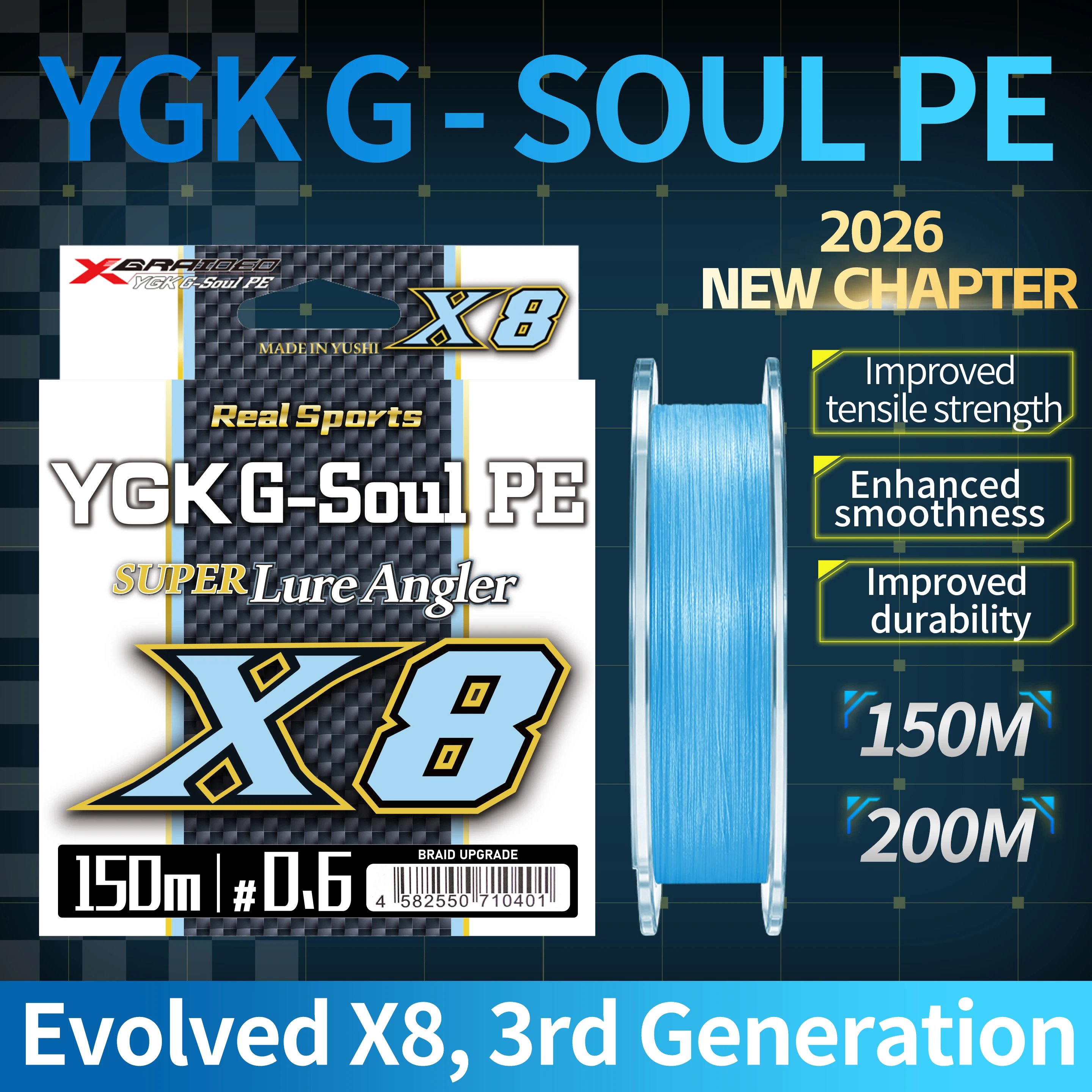 New Blue ygk g-soul pe X8 Strands PE Braided Fishing Line 1000M Ultra Multifilament Fishing Line Super Smooth Carp Fishing Line