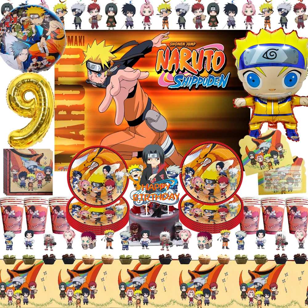 

Cartoon Narutoed Anime Ninja Birthday Party Decoration Set Latex Balloon Baby Shower Narutoed Theme Disposable Tableware Supplie