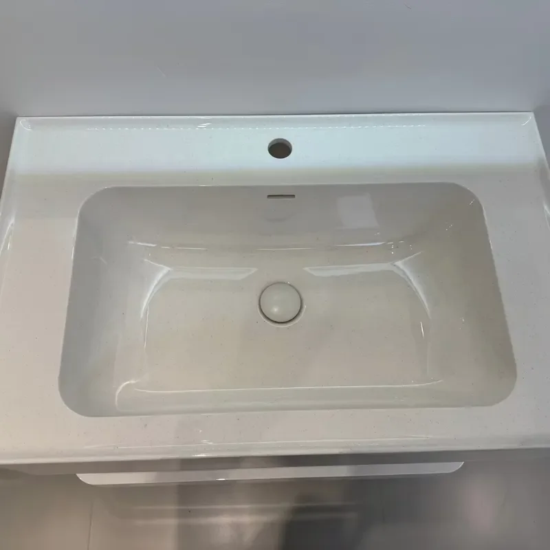 2026 New Modern Double Layer Skin Feeling Acrylic Artificial Stone Integrated Wall Mounted Wash Basin Custom for Apartment