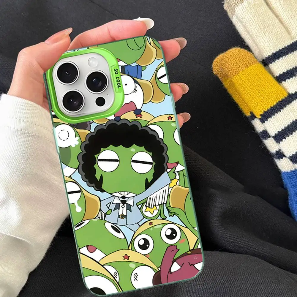 Casing Ponsel Keroro Frog Keren Untuk IPhone 17 16 15 14 13 12 11 Pro Max Plus Warna Perak