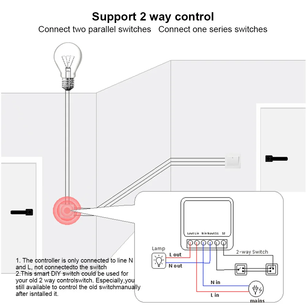 Tuya ZigBee WiFi Smart Switch 2-weg bediening Breaker Relay Power Monitor 16A Smart Life APP Spraakbesturing met Alexa Google Home