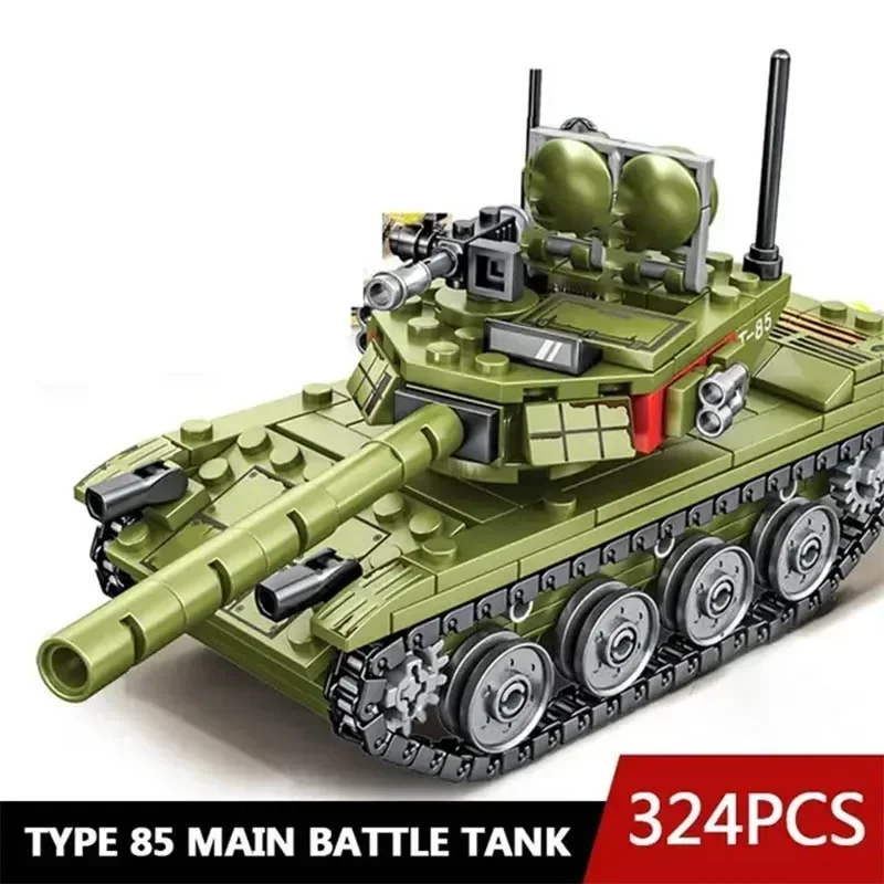 

New 336pcs Military 85 Main Battle Tank Building Blocks WW2 Army Soldier Figures Bricks Educational Toys for Children Boy Gift