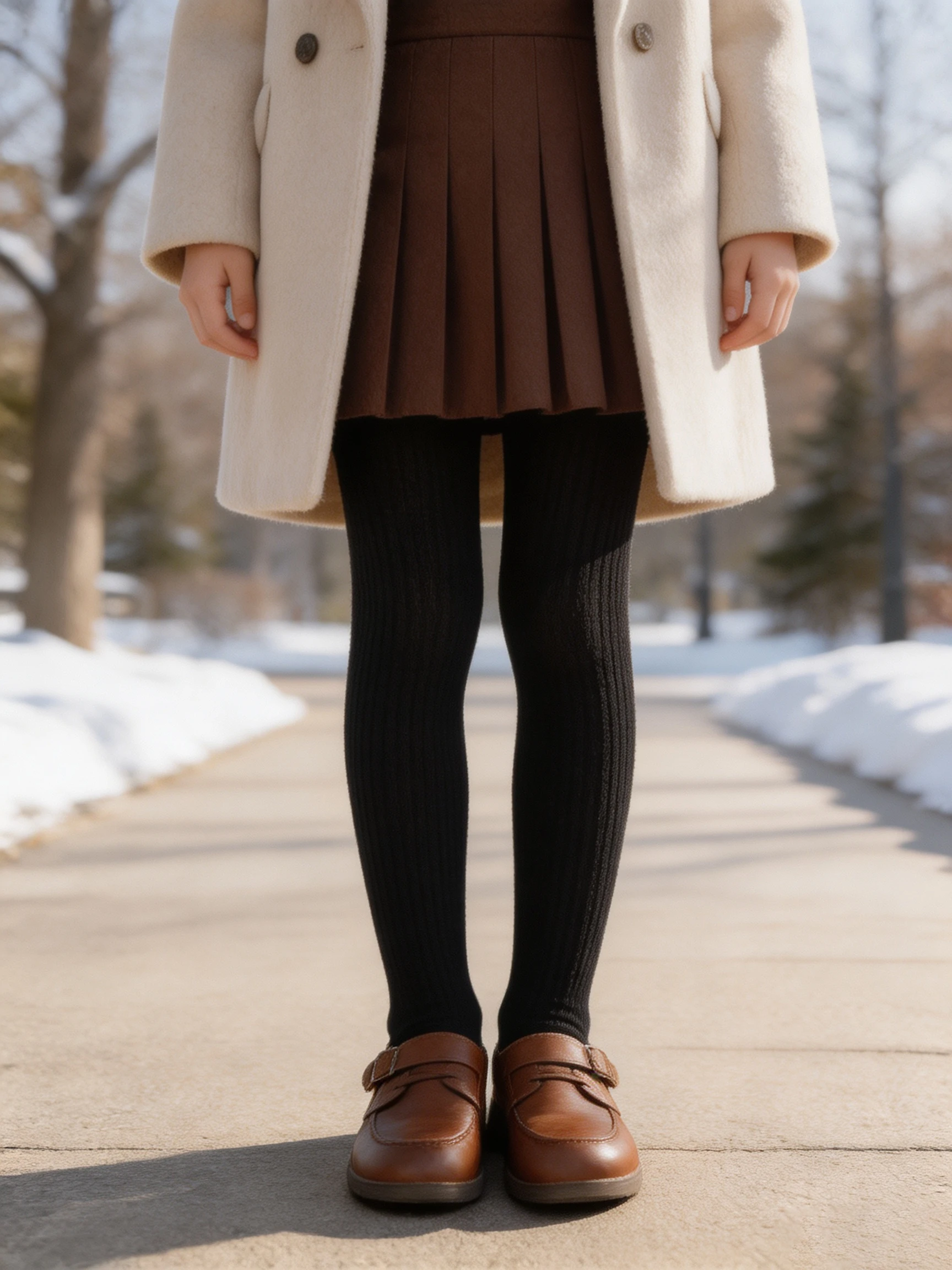 1 Stück Kinder-Strumpfhose mit vertikalen Rippen und Fleece-Futter, einfarbig, warm, weich, bequem, Leggings für Herbst und Winter, ideal für den täglichen Gebrauch im Freien. – Detail 5