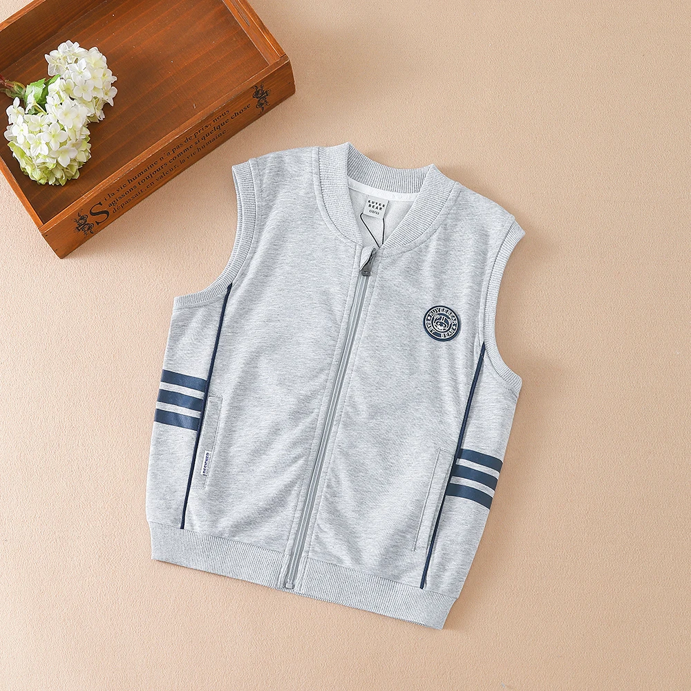 

Kids Vest Boys Spring and Autumn Breathable Cotton Waistcoat Zipper Tank Top Children's Vest Outwear