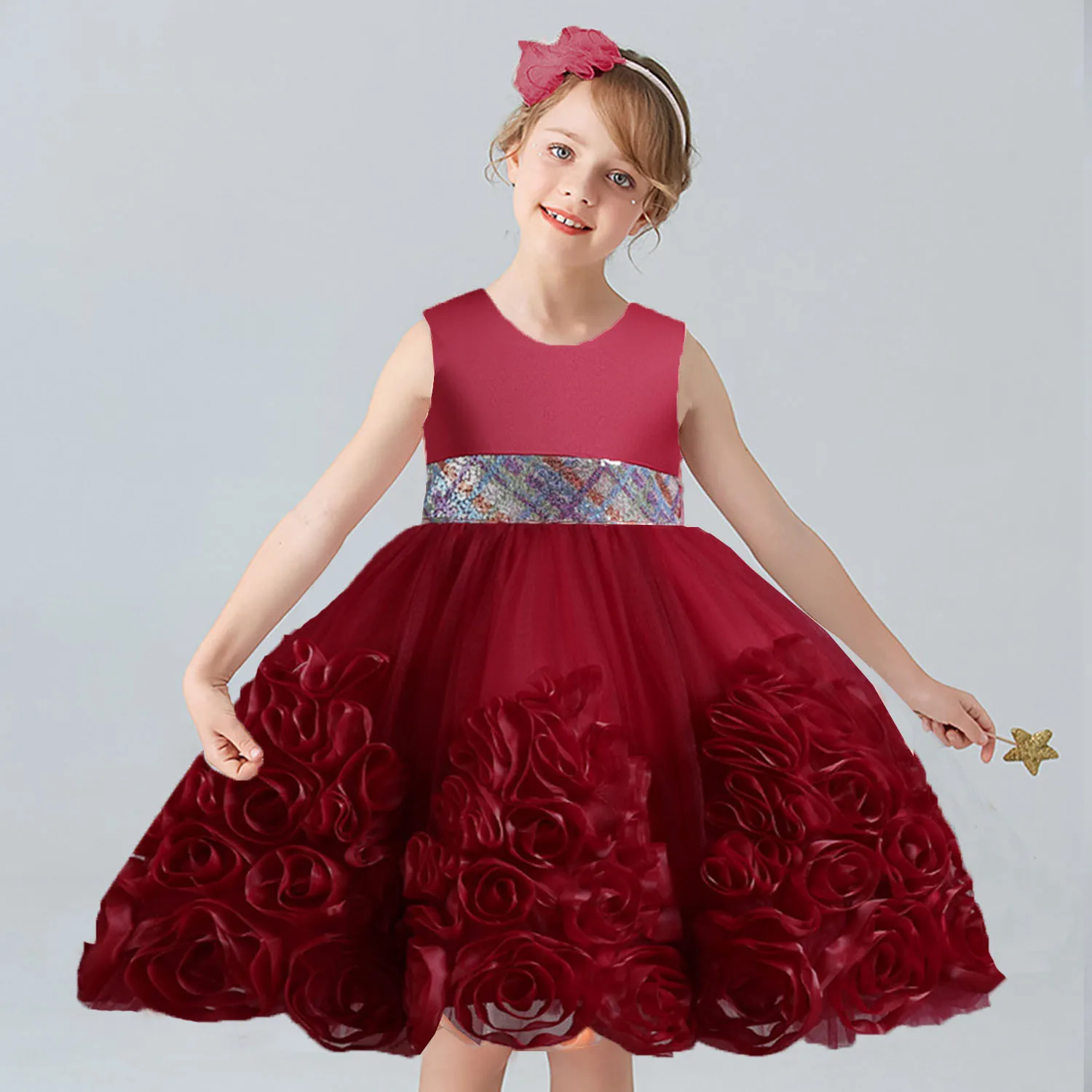 Charlotte Stylish Little Big Girls 2-10 Years Big Flower Flower Girl Birthday Pageant Party Holiday Dress